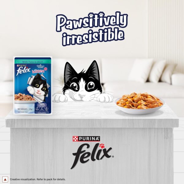 Purina Felix with Tuna in Jelly | Wet Food for Kittens | Complete and Balanced Cat Food, Pack of 12 Pouches (12 x 85 g)