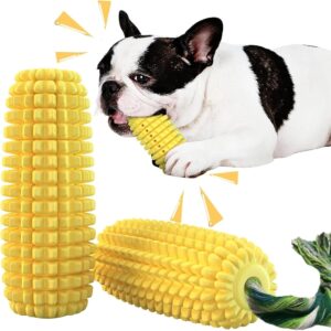 Corn & Bone Shape Dog Chew Toy, Natural Rubber Dog Corn & Bone Shape Dog Chew Toy, Natural Rubber Dog Teething Toy, Dog Toy for Entertainment and Dental Benefits, for All Breed Dogs and Puppies (Corn)