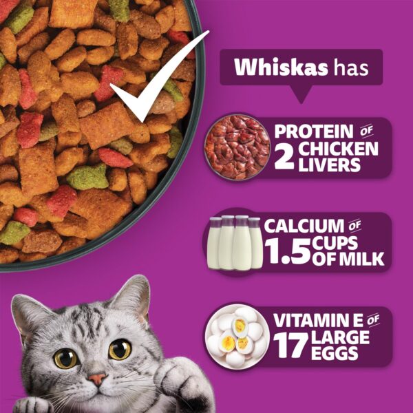 81dBOJ2uPBL._SL1500_.jpg Whiskas Adult (1+ Years) Dry Cat Food, Mackerel Flavour, 1.2 kg, Contains 41 Essential Nutrients, Complete & Balanced Nutrition for Adult Cats