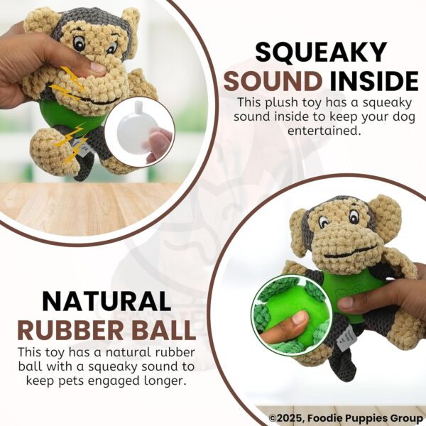 Foodie Puppies Interactive Dog Squeaky Plush Toy (Brown Monkey, Medium) | Crinkle Paper, Cotton-Stuffed, Rubber Vest Chew Toy for Teething, Cuddling, Playing & Training for Small to Medium Dogs