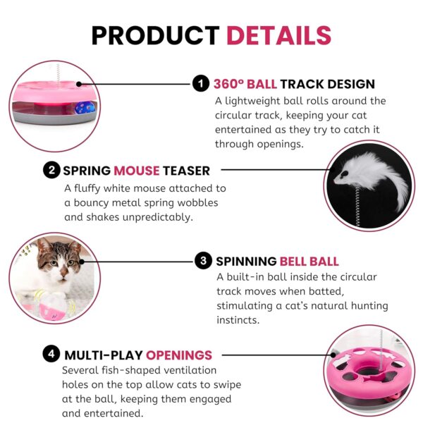 Foodie Puppies Cat Happy Circle with Ball Bell and Feather Mouse Attached for Cats and Kittens (Color May Vary) | Interactive Fun Toy for Exercise and Physical Health of Cats & Kittens (Happy Circle)