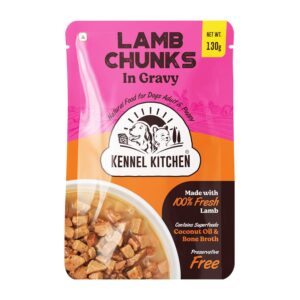 Kennel Kitchen Lamb Chunks in Gravy, 130g (Pack of 1) | Wet Dog Food for Adult & Puppy | Dog Food Gravy with Regionally Sourced Fresh Lamb | Free from Artificial Colours & Preservatives