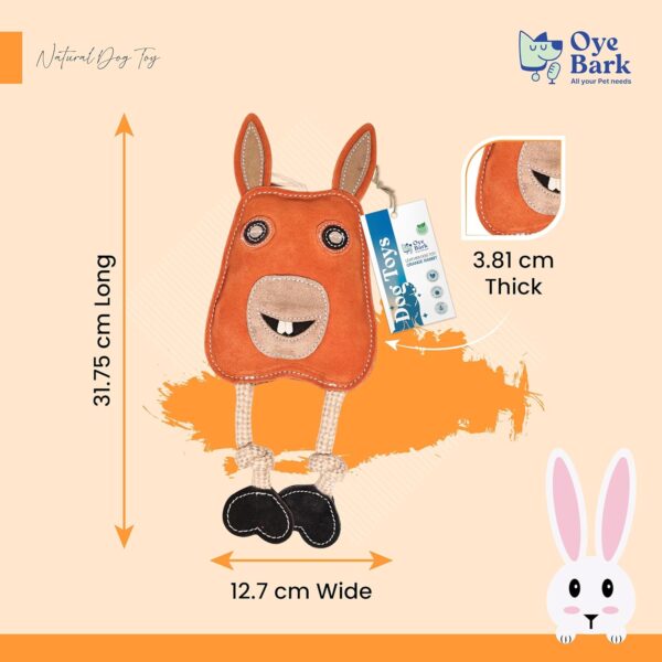 81h3frt-hnL._SL1500_.jpg Orange Rabbit Leather Dog Toy – Natural Leather Chew Toy with Hand-Stitched Finish, Jute Rope & Coconut Fiber | Eco-Friendly, Durable, Non-Toxic Toy for Large Dogs, Puppies & All Breeds