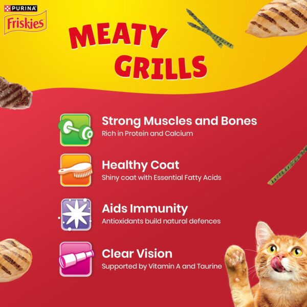 81h6Nhwhr3L._SL1500_.jpg PURINA, Friskies Meaty Grills Adult Dry Cat Food, 400 g, Contains Chicken, Turkey, Lamb and Vegetables Flavours