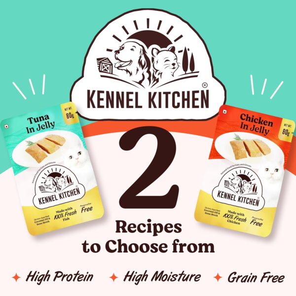 Kennel Kitchen Tuna in Jelly,12 x 80g Each. Grain Free Wet Cat Food for Adults and Kittens,