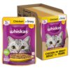 Whiskas Adult (1+ Years) Wet Cat Food, Chicken in Gravy, Whiskas Adult (1+ Years) Wet Cat Food, Chicken in Gravy, 80 g (Pack of 14), Hydrating Food Made With Real Chicken, 100% Complete & Balanced Nutrition for Adult Cats