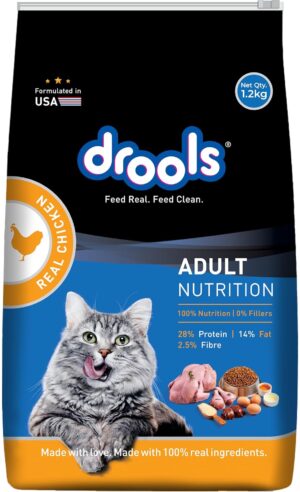 Drools Adult Dry Cat Food, Real Chicken Flavour 1.2 kg Pack
