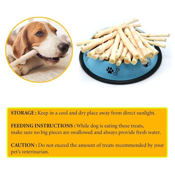 81lD8XeYzeL._SL1500_.jpg ADB Creations Dog Food Chew Stick Milky Rawhide Calcium Twisted Munchie Treats Nutritional Benefits Strengthen Bones and Teeth for All Breeds Dogs and All Life Stages (400 gram)