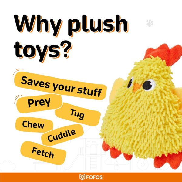 BarkButler x FOFOS Tough Chick Dog Toy - Soft & Squeaky Toys for Dogs, Small Dog Toys (0-10kgs) - Yellow