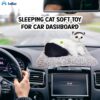 FunBlast Cute Cat Plush Toy with Meow Sound, Toy Accessories for Car Dashboard & Home Décor, Gift for Kids, Realistic Cat Pet Toys with Bed (Black+White)