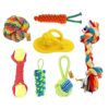 Foodie Puppies 7-in-1 Combo of Cotton Rope Toys for Small Dogs and Puppies - (2Knot, Slipper, Cornstick, Tennis, Handle Ball, Cotton Ball & Carrot) | Teething & Training Rope Chew Toy (Color May Vary)