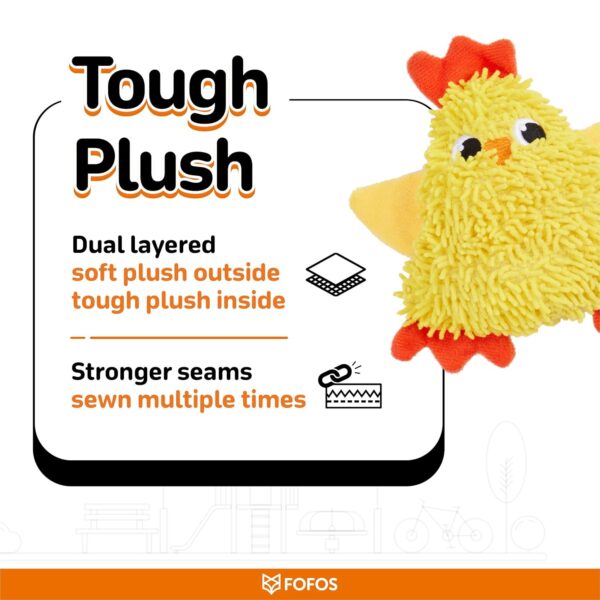 BarkButler x FOFOS Tough Chick Dog Toy - Soft & Squeaky Toys for Dogs, Small Dog Toys (0-10kgs) - Yellow
