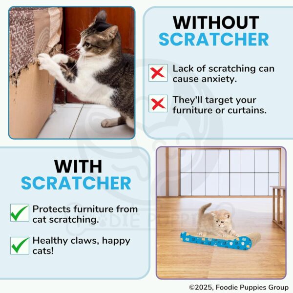 Foodie Puppies 2-in-1 Reversible Cat Scratcher Pad with Catnip for Cats & Kittens, (Couch Scratcher) | Durable Corrugated Cardboard Cat Scratching Board | Scratch Pad Furniture Protection, Play & Rest