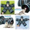Cat Tunnel Kitten Dog Rabbits Cat Interactive Toy Play Toy Foldable Pet Cat Toy with Ball Tunnel (5 Way, Dark Blue)