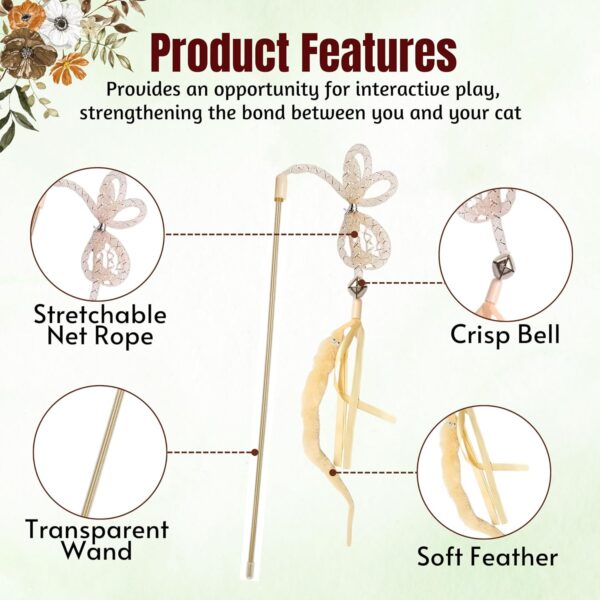 Foodie Puppies Interactive Plastic Cat Teaser Stick with Woolly Furry Tail Attachment Toy for Cats and Kittens | Indoor and Outdoor Play & Exercise | Size: 41cm