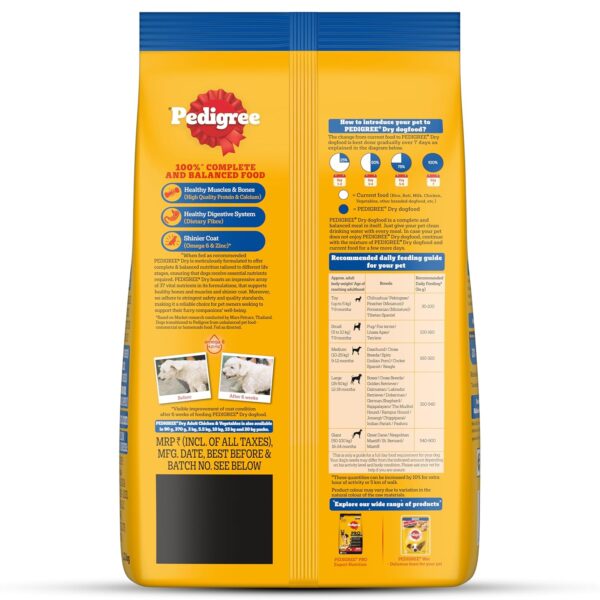 81pN5XdLtlL._SL1500_.jpg Pedigree Adult Dry Dog Food, Chicken & Vegetables, 10 kg, Contains 37 Essential Nutrients, 100% Complete & Balanced Food for Adult Dogs