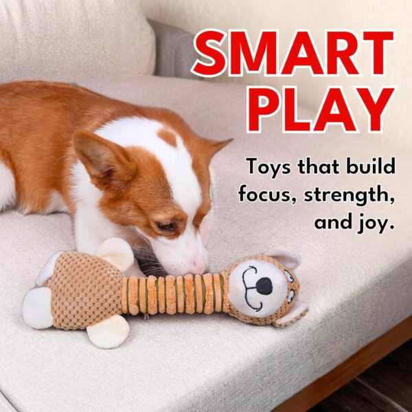 Dog Toy with Sound - Plush Chew & Squeaker & Crinkle Toy - Interactive Chew Toy - Non-Toxic Play Dog Toy - Small Medium & Large Dogs - Long Neck Toys for Dogs (Long Neck Bear (Brown))