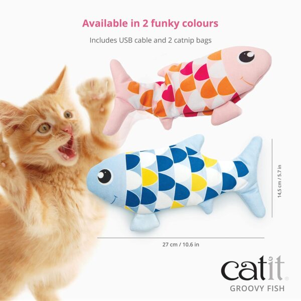 81qPUT4BQAS._SL1500_.jpg Catit Groovy Fish Interactive Cat Toy with Catnip, Blue