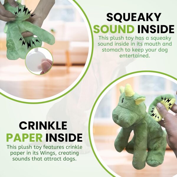 Foodie Puppies Interactive Dog Squeaky Plush Toy - (Green Bubble Dragon) | Crinkle Papered, Cotton Stuffed Chew Toy for Teething, Cuddling, Playing and Training | for Puppies & Small Dogs (Size: 20cm)