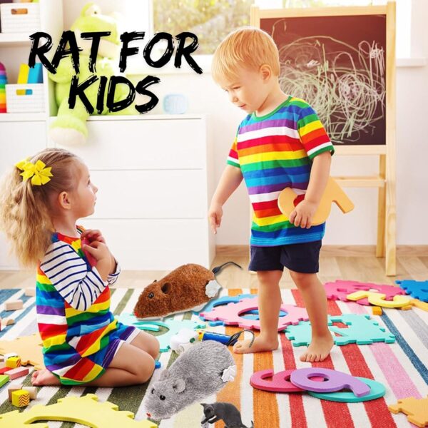 Plastic Wind Up Moving Rat Toys for Kids Mice Set of 4PCs Running Mouse Toys for Girls and Boys Multi-Color Mouses Toy for Dog and Cat Toys - with Fur Mouse Playset for Best Birthday Gift Set