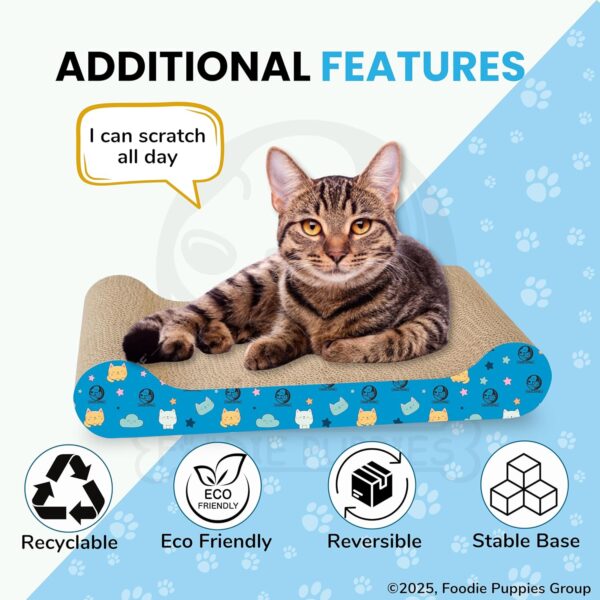 Foodie Puppies 2-in-1 Reversible Cat Scratcher Pad with Catnip for Cats & Kittens, (Couch Scratcher) | Durable Corrugated Cardboard Cat Scratching Board | Scratch Pad Furniture Protection, Play & Rest