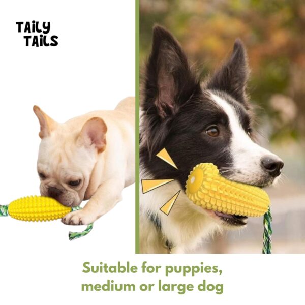 Corn & Bone Shape Dog Chew Toy, Natural Rubber Dog Teething Toy, Dog Toy for Entertainment and Dental Benefits, for All Breed Dogs and Puppies (Corn)