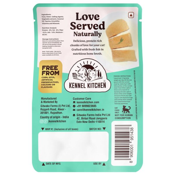 Kennel Kitchen Tuna in Jelly,12 x 80g Each. Grain Free Wet Cat Food for Adults and Kittens,