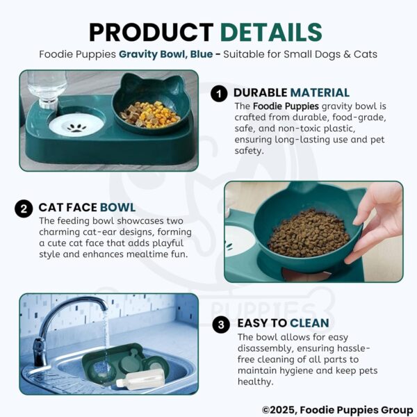 81yZpiC-NnL._SL1500_.jpg Foodie Puppies 2 in 1 Pet Gravity Feeder Food Bowl and Water Bottle Set- (Green), with Automatic Water Dispenser Bottle, Detachable Tilted Raised Food Bowl for Puppy, Small Dogs Cats and Kittens