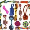 Dog and Puppy Toy Set - Chew, Teething, Rope, and Tug Toys for Small to Medium Dogs - Washable Cotton Pack of 12