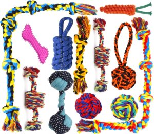 Dog and Puppy Toy Set - Chew, Teething, Rope, and Dog and Puppy Toy Set - Chew, Teething, Rope, and Tug Toys for Small to Medium Dogs - Washable Cotton Pack of 12