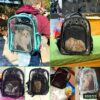 Buraq Breathable Design Pet Carrier Backpack for Hot Weather Travel, Hiking, Ventilated, Touring, Airline-Approved, Sturdy Base cat Bag for Cats Kitten Puppy (Black, Transpicuous See-Through)