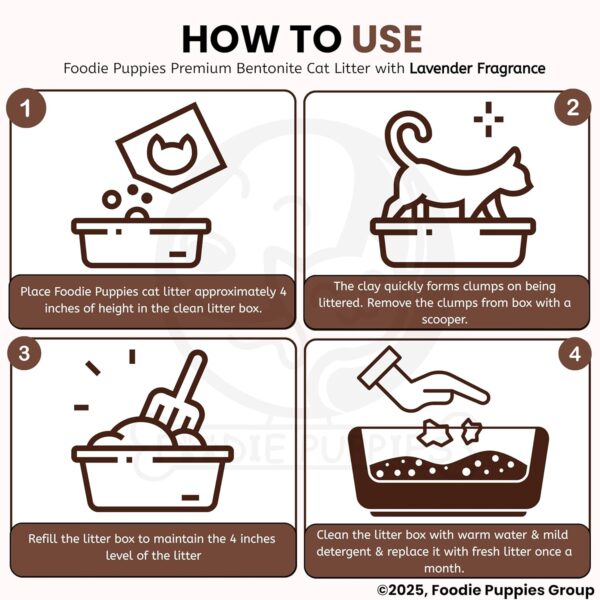 Foodie Puppies Natural Bentonite Cat Litter Sand - 15kg with Lavender Fragrance for Cats and Kittens | Clean Low-dust Strong Deodorant Litter Tray Refill with Odor Controlling and Instant Clumping