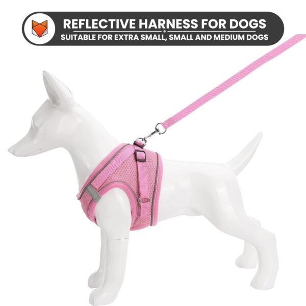 1765548905_71JAWalEqZL._SL1500_.jpg WOOFLIX Dog Harness for Small Dogs, Puppies and Cats | Suitable for Small Size Dogs, Cats & Puppies of 7kg-10kg | Reflective Soft Padded Dog Harness with Secure Fit | Pink (7kg-10kg Dog & Cat)