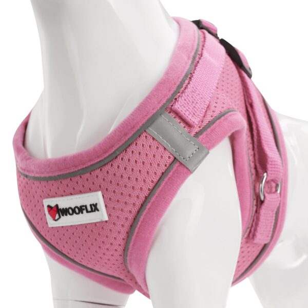 1765548907_71OV6Bz9rKL._SL1500_.jpg WOOFLIX Dog Harness for Small Dogs, Puppies and Cats | Suitable for Small Size Dogs, Cats & Puppies of 7kg-10kg | Reflective Soft Padded Dog Harness with Secure Fit | Pink (7kg-10kg Dog & Cat)