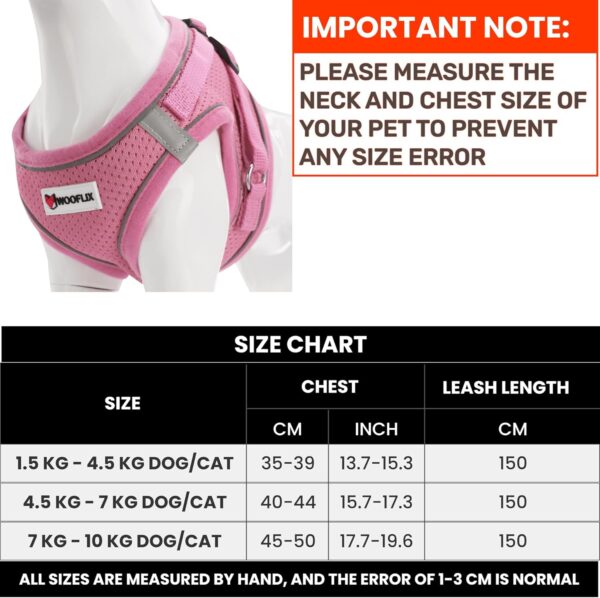 1765548914_713WxVPk4ZL._SL1500_.jpg WOOFLIX Dog Harness for Small Dogs, Puppies and Cats | Suitable for Small Size Dogs, Cats & Puppies of 7kg-10kg | Reflective Soft Padded Dog Harness with Secure Fit | Pink (7kg-10kg Dog & Cat)
