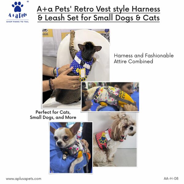 1765612690_71WmipLxRZL._SL1500_.jpg A+a Pets' Retro Vest Harness & Leash Set | No Pull, No Escape, Breathable, Cute Combo for Puppies, Small Dogs, Cats (Comic, S)