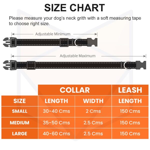 1765766148_71NBqwTc-YL._SL1500_.jpg Wooflix Reflective Leash & Collar Combo Set for Medium Large Dogs Durable Strong Dog Collar Belt & Dog Leash for Medium & Large Dogs Training & Walking Lead Dog Leash (Blue Reflective, Medium)
