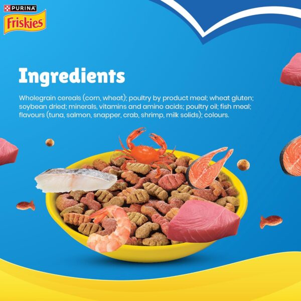 1765781474_81dA0j4T3FL._SL1500_.jpg Purina Friskies Seafood Sensations Adult Dry Cat Food, 2.5kg, Contains Tuna, Salmon, Snapper, Crab & Shrimp Flavours