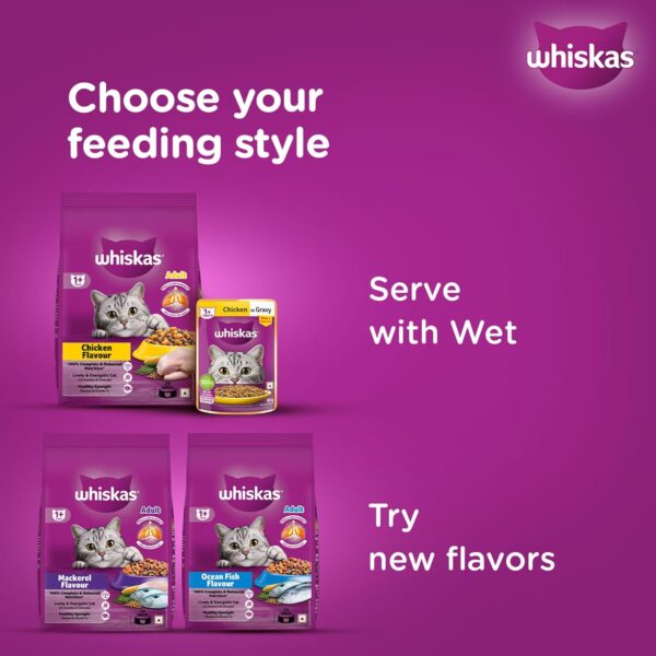 1765817415_71rNzxIW3QL._SL1500_.jpg Whiskas Adult (+1 Year) Dry Cat Food, Chicken Flavour, 1.2kg Pack & Whiskas Adult (+1 Year) Dry Cat Food, Mackerel Flavour, 1.2kg Pack