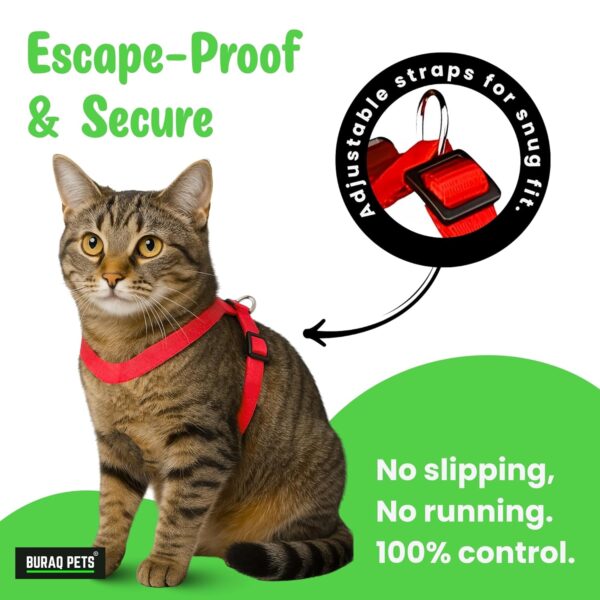 Buraq Basic Full Body Cat Harness with Leash Set for Walking | Escape Proof | Adjustable & Durable for Cats (Dark Pink)