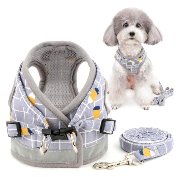 Adjustable Comfort Harness for Dog and Cat |Reflective Harness Soft Padded Design |No-Pull & Easy to Fit |Durable and Breathable |Dog Harness for Outdoor Control (S) (18Lx17Wx1.27H Grey)