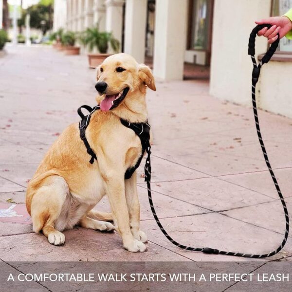 Boltz Heavy Duty Nylon Reflective Leash 6.5 Feet, ½ Inch Thick Reflective Training Rope for Small, Medium and Large Dogs, Strong and Durable Padded Handle & Night Reflective Leash (6.5 Feet, Black)