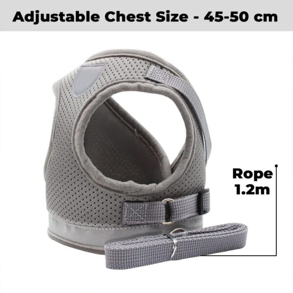 Kuber Industries Dog Chest Harness with Nylon Leash I No Pull, Soft Padded and Breathable Dog Vest I Adjustable, Reflective I Easy Control Dog Chest Belt I (XL, Grey)