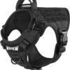 Dog Harness No-Pull Pet Harness Adjustable Outdoor Pet Vest 3M Reflective Oxford Material Vest for Dogs Easy Control for Small Medium Large Dogs (Tactical Black, Large (Harness + Leash))