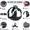 Lyrovo Adjustable No-Pull Dog Harness with Leash Set for Small, Medium & Large Dogs – Reflective, Breathable, Comfortable Vest Harness for Training & Walking (Black, M (14-22Kg))