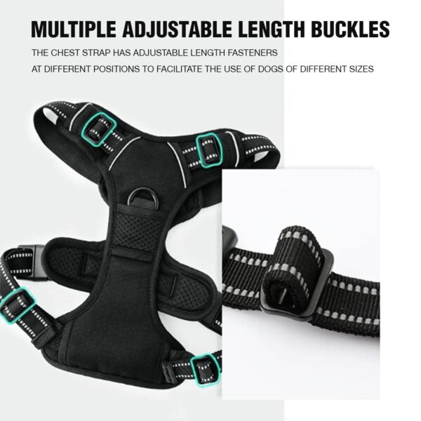 Lyrovo Adjustable No-Pull Dog Harness with Leash Set for Small, Medium & Large Dogs – Reflective, Breathable, Comfortable Vest Harness for Training & Walking (Black, M (14-22Kg))