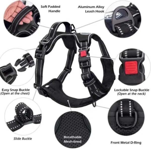 Dog Harness Dog Body Belt Vest for Large Medium Small Dogs with Safety Reflective No Pull Adjustable Military Style Dog Vest Training Harness(Pink, Small)