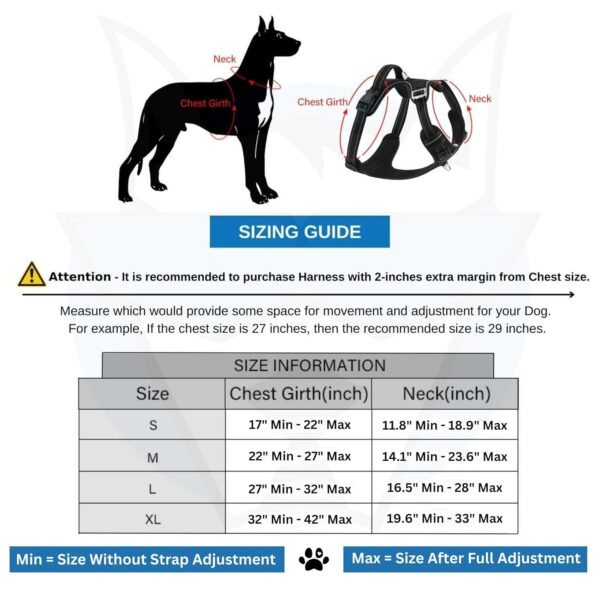 HANK Dog Harness | 3M Reflective | Strong Metal Hook | Dog Chest Belt for Large Dogs | No Pull Harness for Walking, Training (Neon Orange - L (23-35Kg)