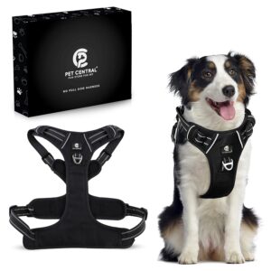 Dog Harness for Small Dogs – Reflective Strip Harness for Dogs Small, Medium, Large and Extra Large – Heavy Duty Anti Pulling Non Choking Dog Body Belt – Adjustable Black Dog Harness