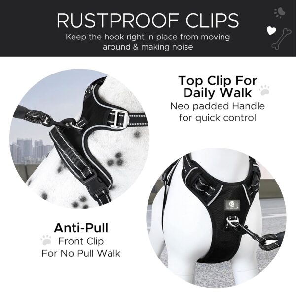 Dog Harness for Small Dogs – Reflective Strip Harness for Dogs Small, Medium, Large and Extra Large – Heavy Duty Anti Pulling Non Choking Dog Body Belt – Adjustable Black Dog Harness